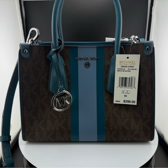 Michael Kors Center Stripe Maple Satchel Bag - NWT - Picture 1 of 10